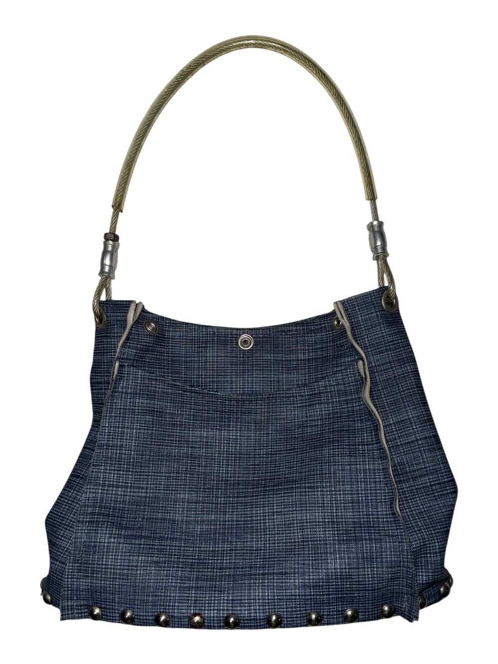Hardware by Renee Y2K Plaid Shoulder Bag Studded Trim Structured Base GUC